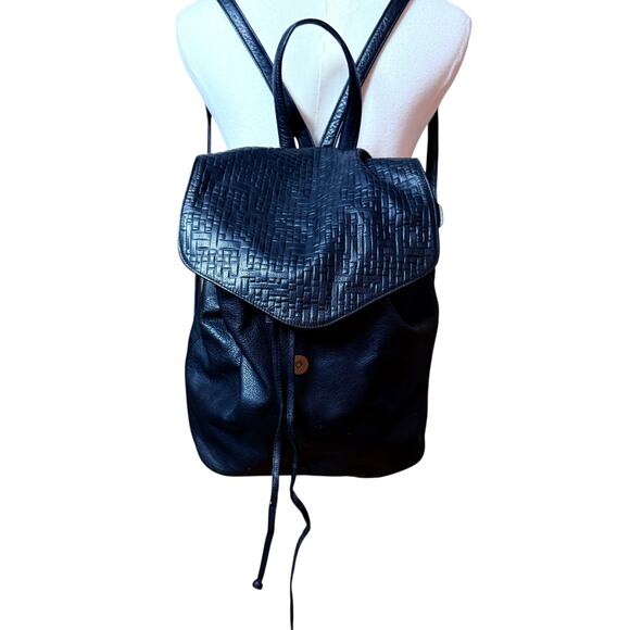 Day & Mood Black 100% Leather Backpack Retro Preowned in Clean Condition main image 9